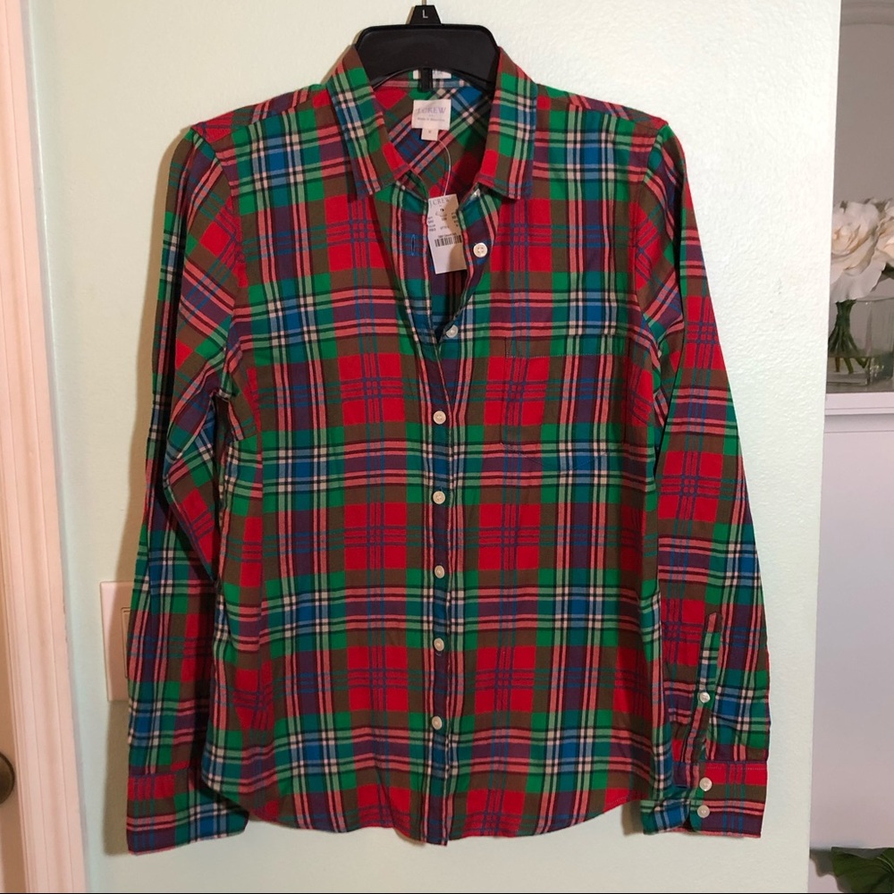 J Crew Perfect Fit Plaid Button Up NWT